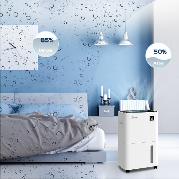Britsou 50 Pint Dehumidifier for Home – for Large Spaces (Whole Garage/Basement)