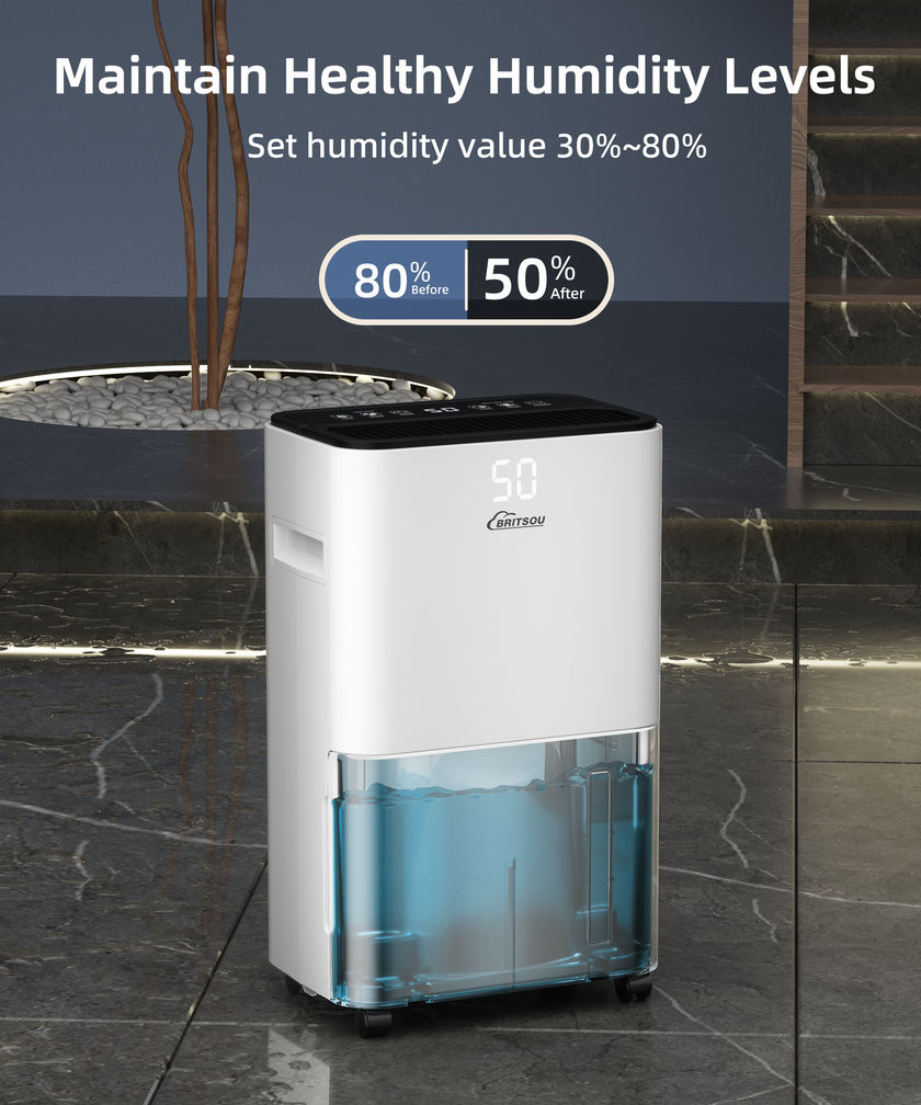 BRITSOU  Dehumidifiers for Home Basements Bedroom Bathroom with Drain Hose