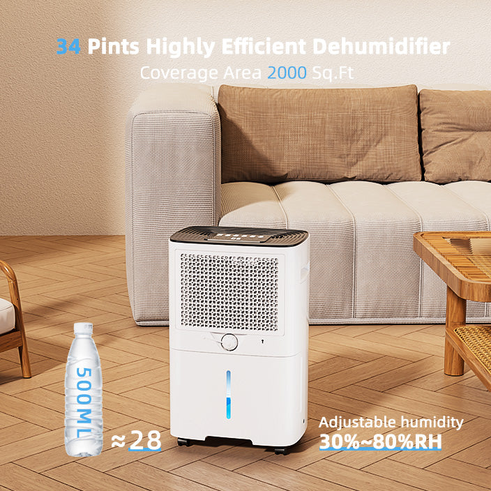 Britsou 50 Pint Dehumidifier for Home – for Large Spaces (Whole Garage/Basement)